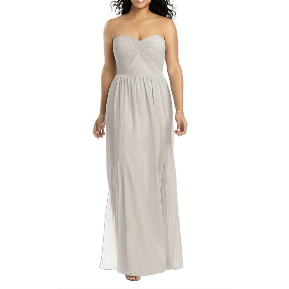 Social Bridesmaid 0 Strapless Sweetheart Dress Gown Georgette 8159 Platinum Grey